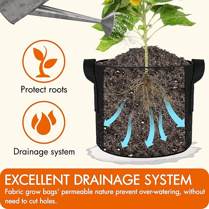 Gardzen 6-Pack 20 Gallon Grow Bags, Aeration Fabric Pots - Image 4