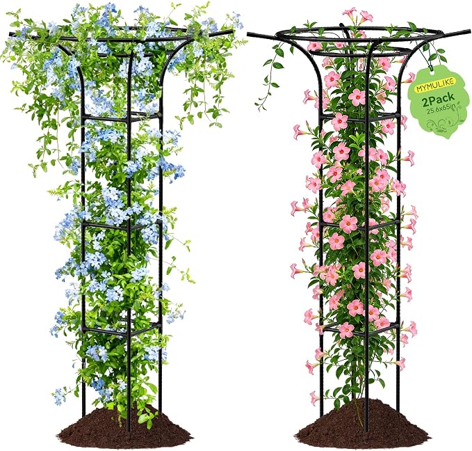 Garden Trellis for Climbing Plants Outdoor, 65 Inch Mushroom Top Trellis for by MYMULIKEHOME