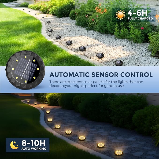 SOLPEX Mini Solar Ground Lights, 10 Pack Solar Lights Outdoor Waterproof - Image 4