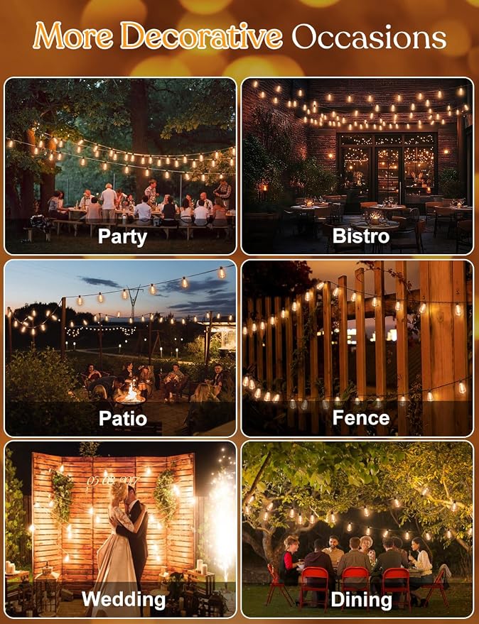 GHUSTAR 200FT LED Outdoor String Llights – Patio Lights Outdoor Waterproof - Image 6