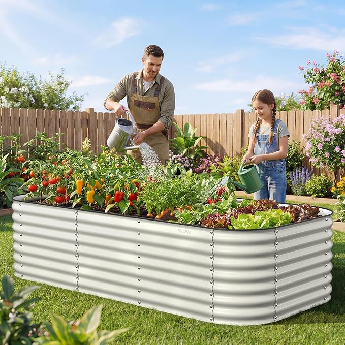 Kesfitt Raised Garden Bed Outdoor, Galvanized Steel Metal Raised Bed Planter - Image 9