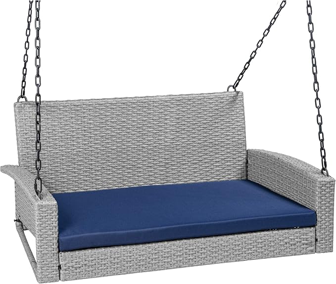 Best Choice Products Woven Wicker Outdoor Porch Swing, Hanging Patio Bench by BestChoiceProducts