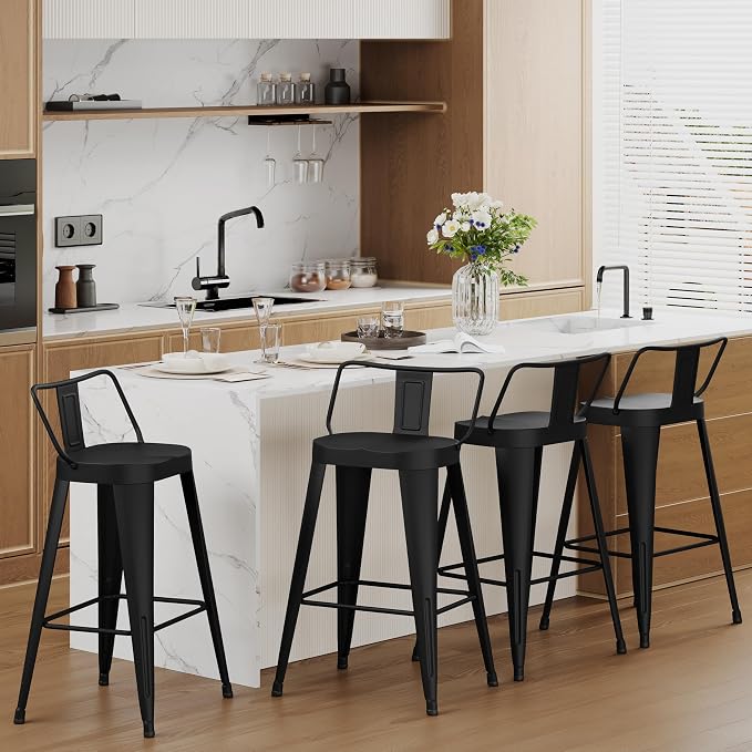 Aklaus Metal Bar Stools Set of 4 Counter Height Bar Stools - Image 5
