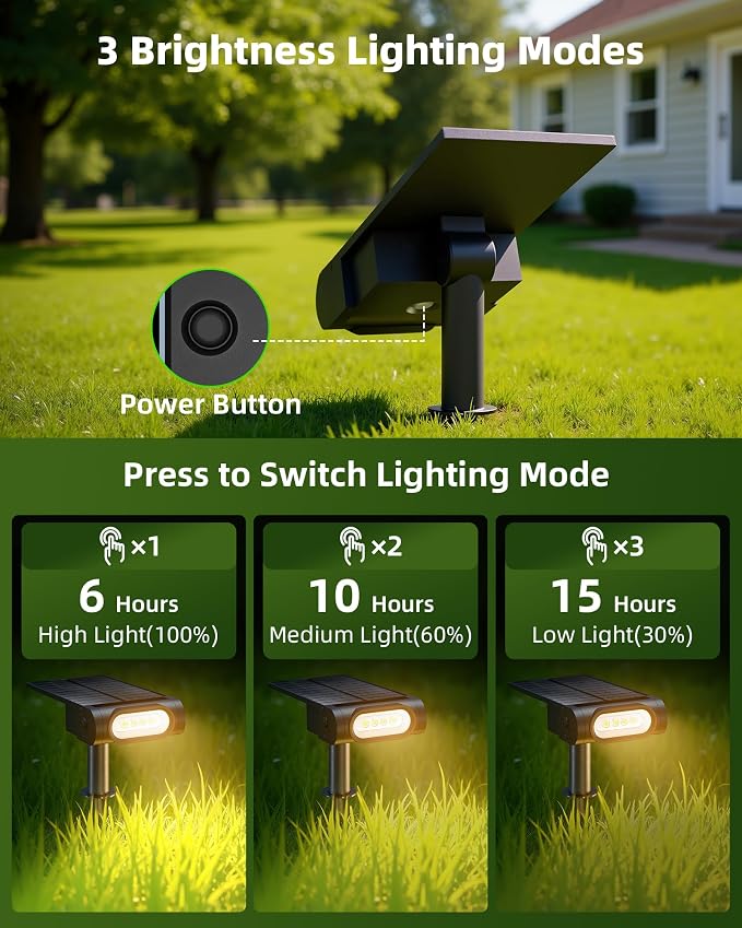 EZVALO Solar Spot Lights Outdoor IP67 Waterproof, Adjustable Solar Landscape - Image 4