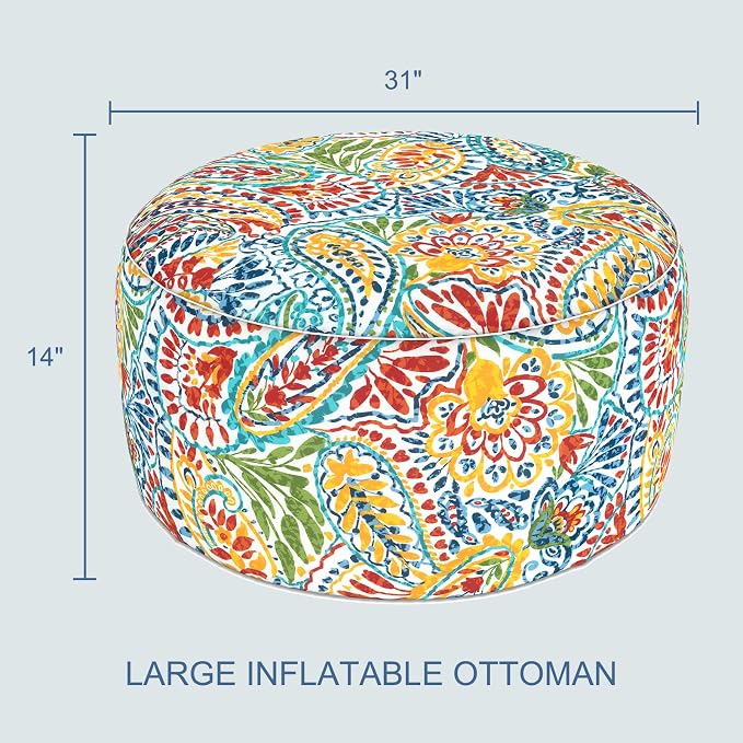 LVTXIII Indoor/Outdoor Extra Large Inflatable Ottoman Pouf D31 x H14 Inch - Image 3