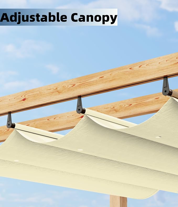 GarveeLife 10 x 13 ft Wood-Grain Aluminum Pergola Outdoor Pergola - Image 5