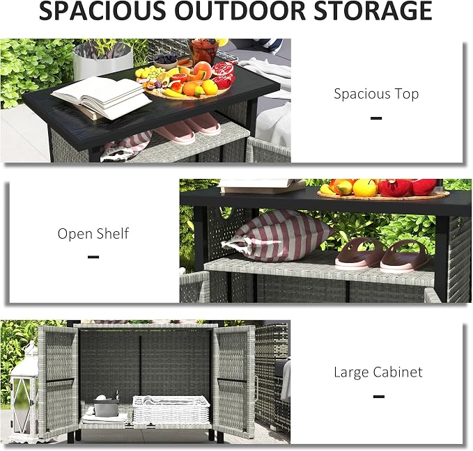 Outsunny Outdoor Pool Towel Storage Cabinet Organizer, Outdoor Bar Table - Image 3