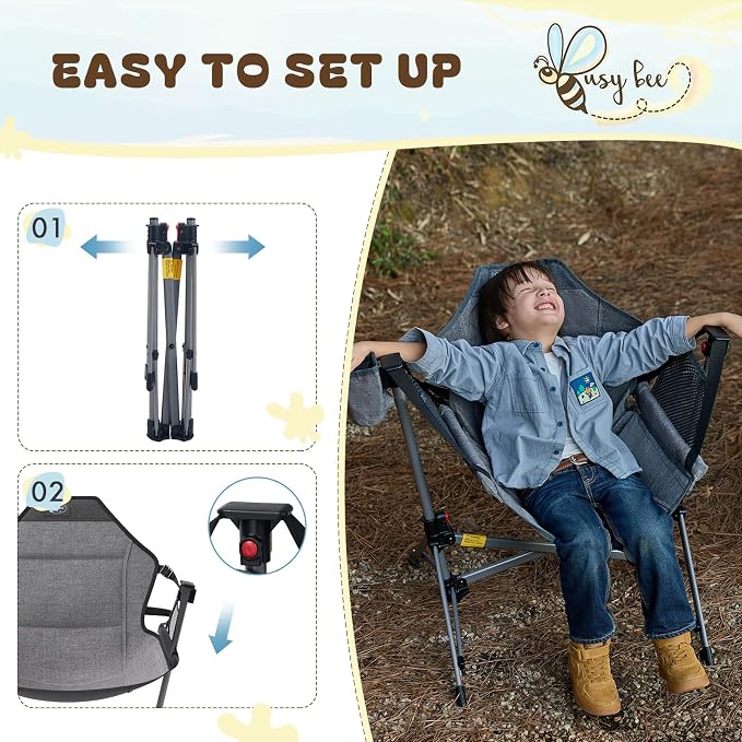 BusyBee Hammock Camping Chairs for Kids, Folding Kids Chair - Image 10