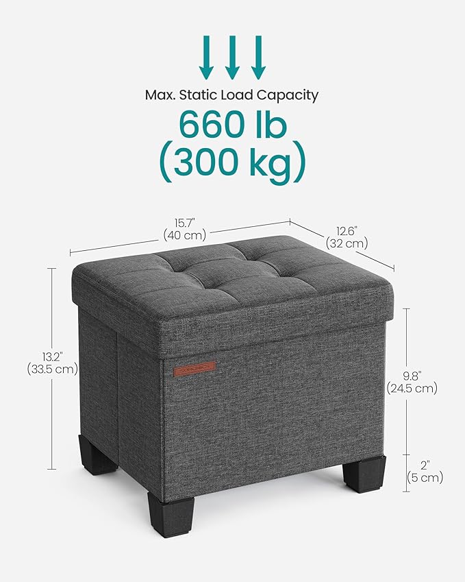 SONGMICS Storage Ottoman, Small Ottoman Foot Rest - Image 2