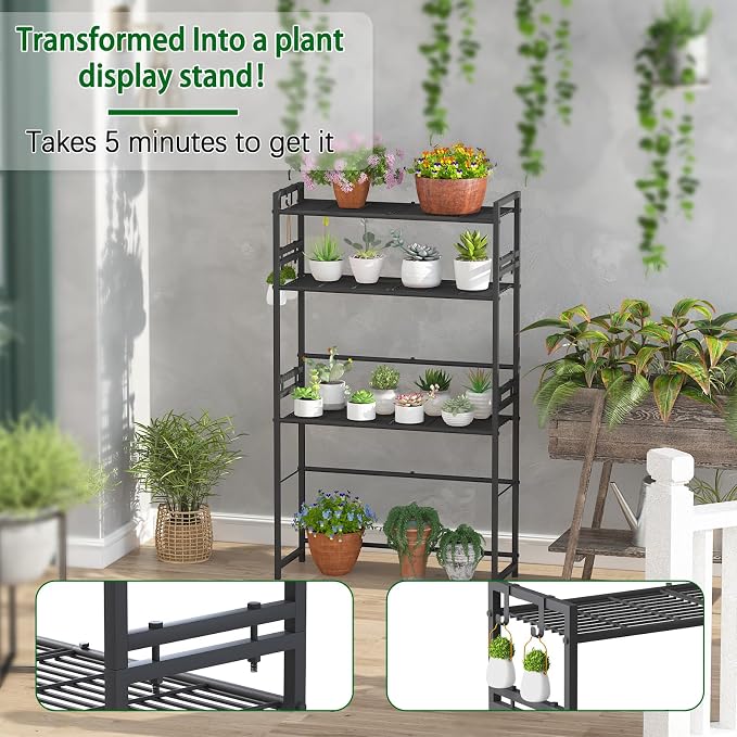 Garden 4 you 3 Tier Metal Plant Stand Outdoor Indoor Waterproof, Stackable - Image 4
