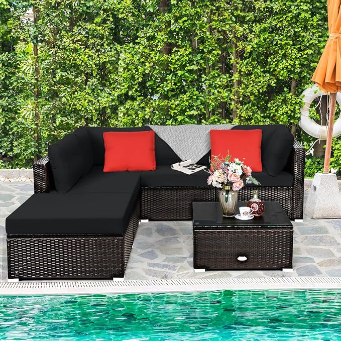 Tangkula 6 Piece Patio Furniture Set, Outdoor Deck Lawn Backyard Durable Steel - Image 3