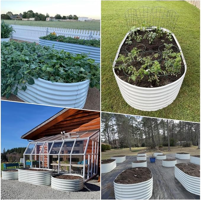A ANLEOLIFE 4-Set 8X4X2 ft Galvanized Raised Garden Bed Kit, Oval Metal Deep - Image 9