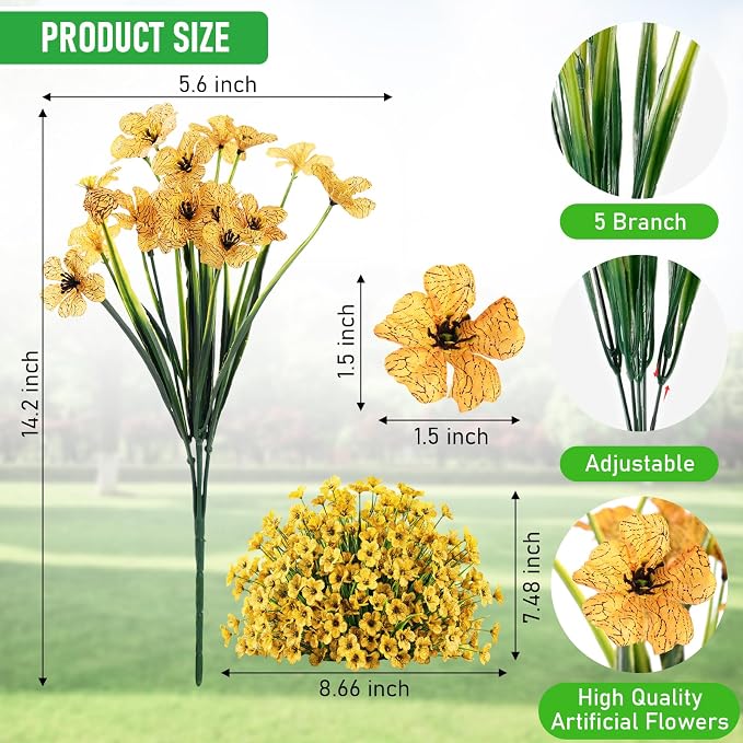 22 Bundles Artificial Flowers Outdoor, Faux Flowers UV Resistant - Image 4