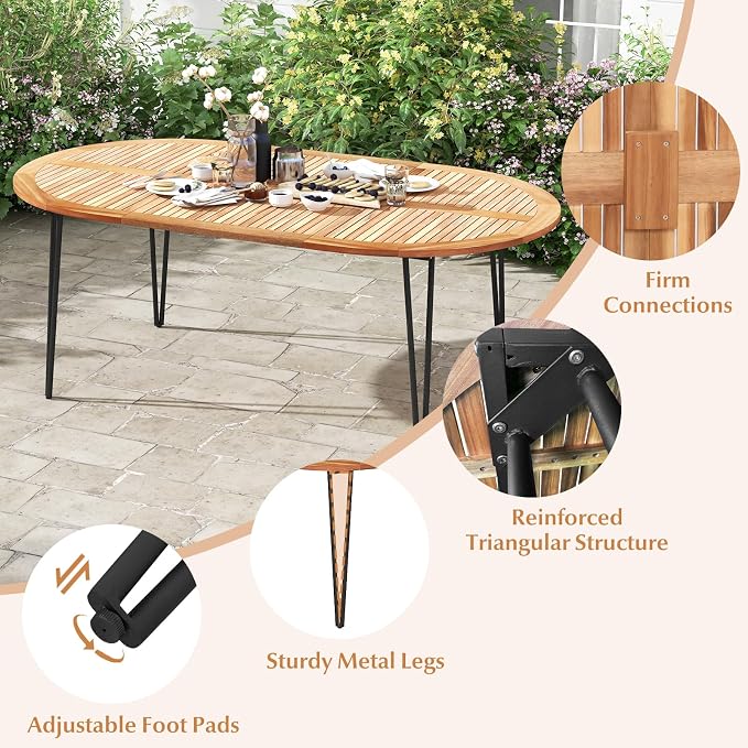 Tangkula 79" Large Patio Dining Table - Image 8