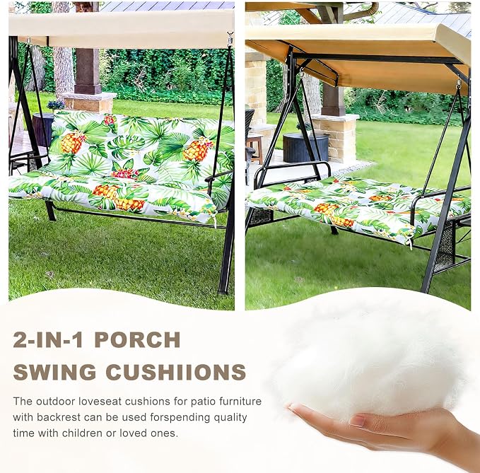 Porch Swing Cushion with Backrest, Waterproof Bench Cushion - Image 4
