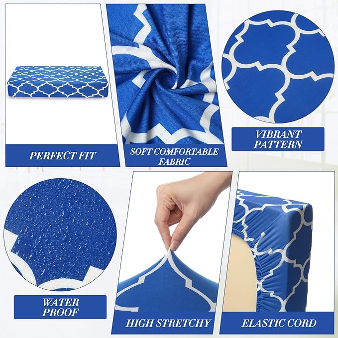 Newwiee 8 Pcs Stretch Patio Outdoor Cushion Covers Waterproof Replacement Sofa - Image 6
