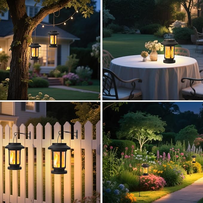 Derynome Solar Lantern Outdoor Lights, 4 Pack Upgraded Flickering Flameless - Image 7