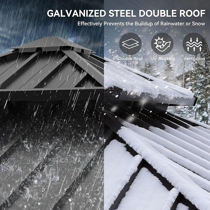 YITAHOME 10X10FT Gazebo Patios Hard Top Outdoor Double Roof Canopy Aluminum - Image 2