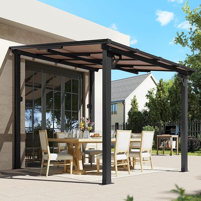 Aoxun 8’x10’ Gazebo, Wall Mounted Gazebos Pergola on Clearance, Outdoor Patio - Image 7