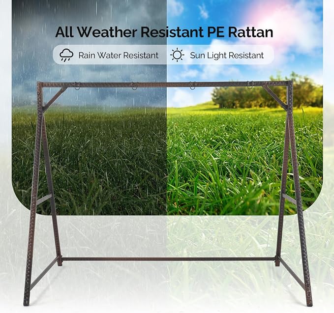 VINGLI Upgraded 7 FT Rattan Porch Swing Frame, Heavy Duty 1200 LBS Weight - Image 4