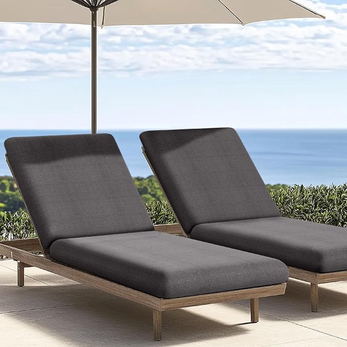 Codi Outdoor Chaise Lounge Chair Cushions 80"x26"x3.5" – Linen Texture - Image 3