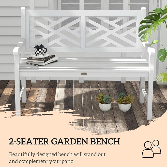 Outsunny Outdoor Garden Bench, Wooden Frame Patio Bench - Image 5