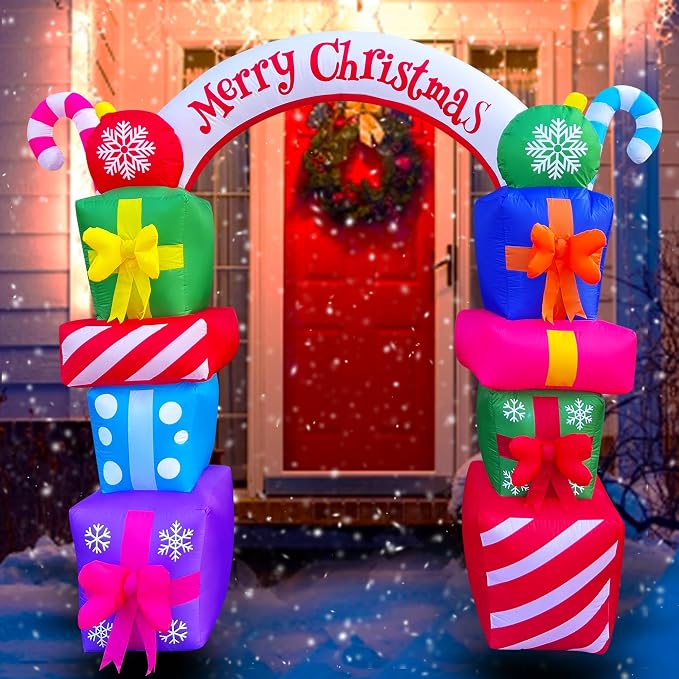 SEASONBLOW 8 FT Christmas Inflatable Gift Boxes Arch Archway - Image 3