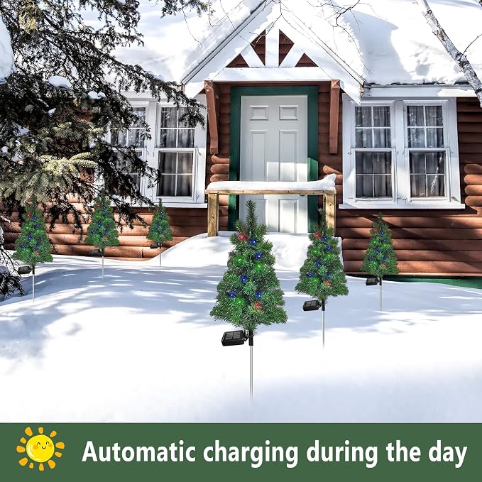 Solar Christmas Tree Garden Stake Lights Outdoor Waterproof Pathway Lights Xmas - Image 5
