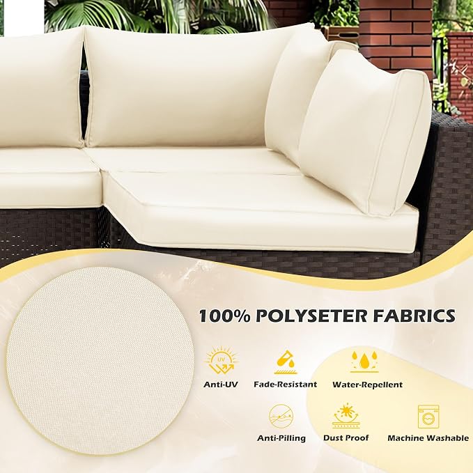 HOMREST Replacement Cushions for Outdoor Furniture, 25x25 Inch 14-Piece Patio - Image 7