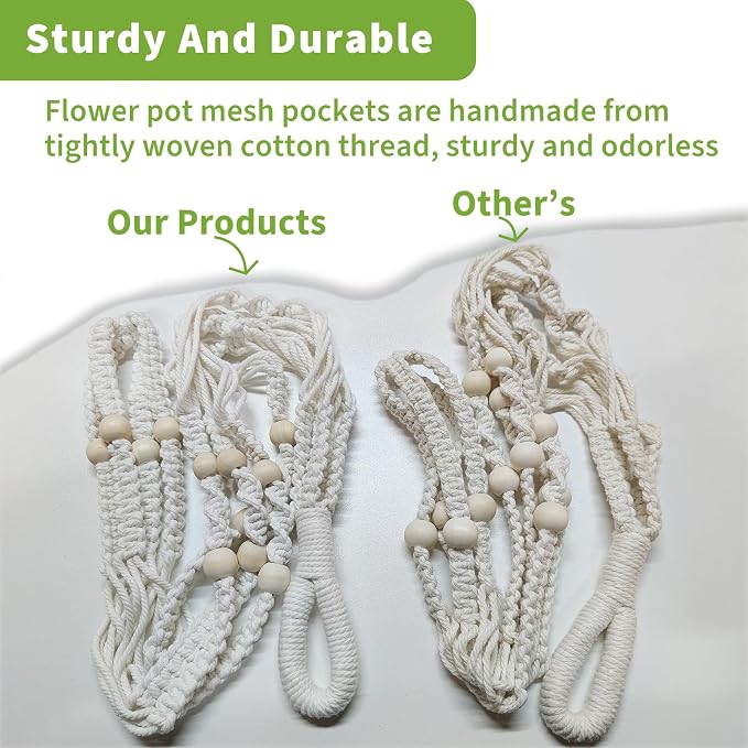 Macrame Plant Hanger Set of 2, 35 Inch Indoor Hanging Planter - Image 8