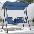 Porch Swing with Cup Holders & Pivot Storage Table & Cooler Bag with Adjustable by Garvee