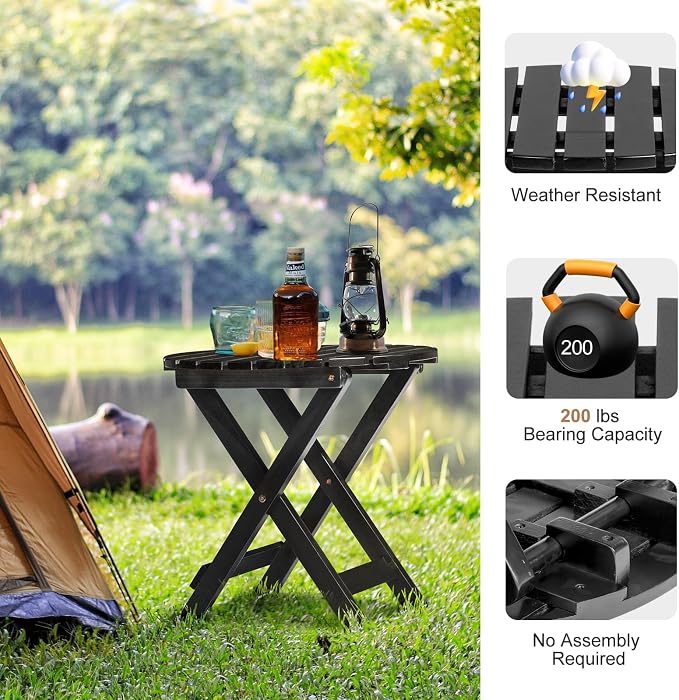 Outvita Wood Folding Side Table, Portable & Lightweight Compact Wooden Side - Image 5