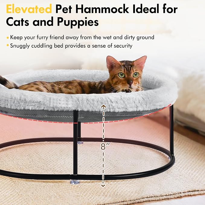 Elevated Cat Hammock Bed for Indoor Cats, Fluffy Warm Cuddle Cats Bed - Image 5