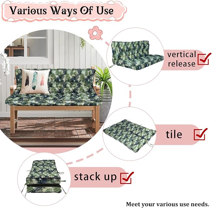 2-3 Seat Swing Replacement Cushion, Outdoor Bench Cushions - Image 4