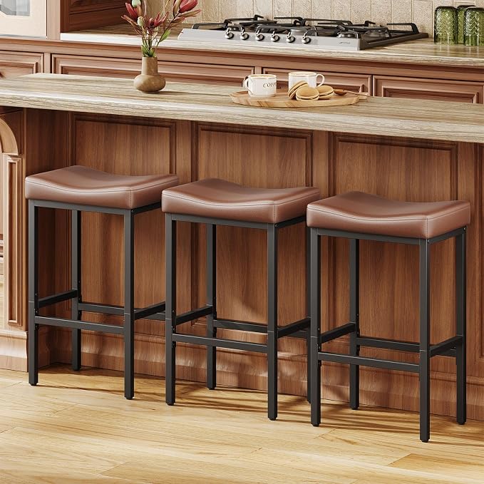 24 Inch Counter Height Bar Stools Set of 3, Compact Counter Stools by Vellorise