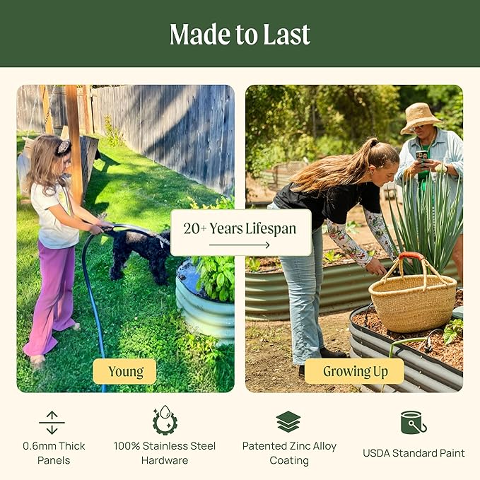 32" Extra Tall Raised Garden Bed Kits, 3.5 x 3.5 x 2.7ft Raised Planter Box - Image 6