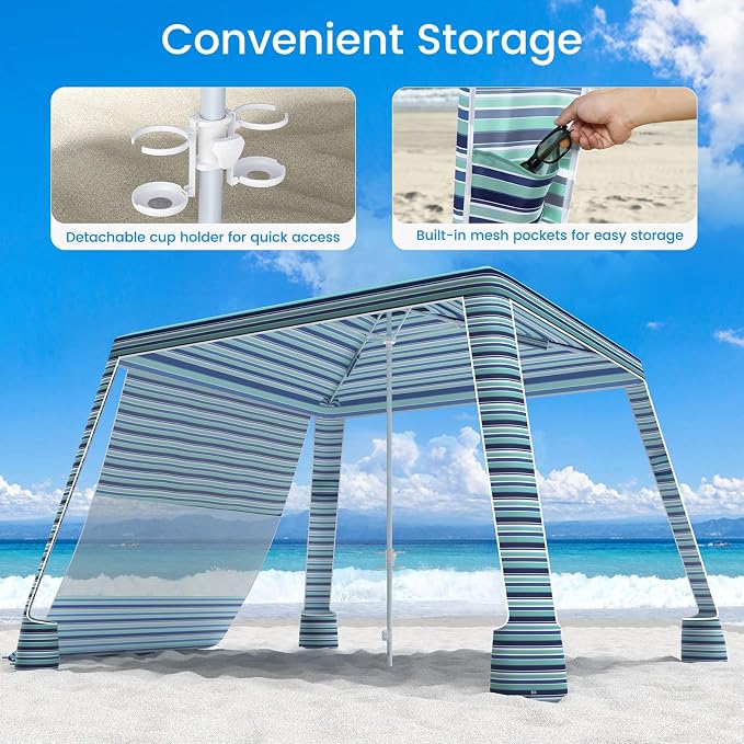 MoKo Beach Cabana, UPF 50+ Protection Easy Setup Beach Tent Sun Shelter - Image 8