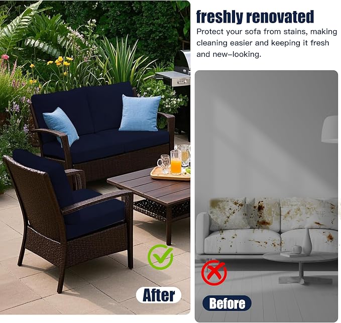 12-Piece Outdoor Cushion & Pillow Cover Set, 8 Seat Covers + 4 Pillow Covers - Image 6