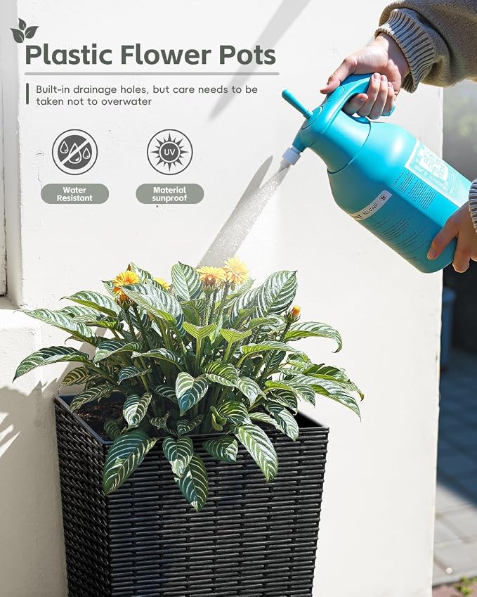 Greesum 32 Inch Tall Plastic Planters, Detachable Inner Pot & Drainage Holes - Image 3