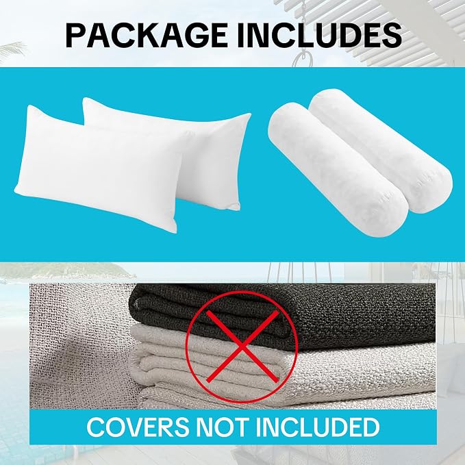 MABOZOO Twin Size Daybed Porch Swing Bed Pillow & Bolster Cushion, 2 Shredded - Image 3
