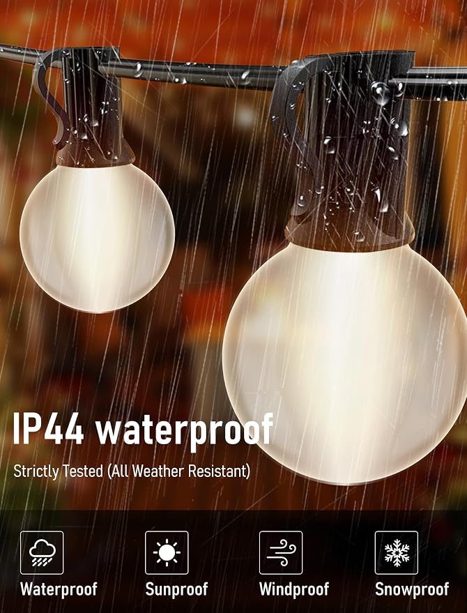 25FT Frosted White Lights G40 Globe Outdoor String Lights Patio Lights - Image 3