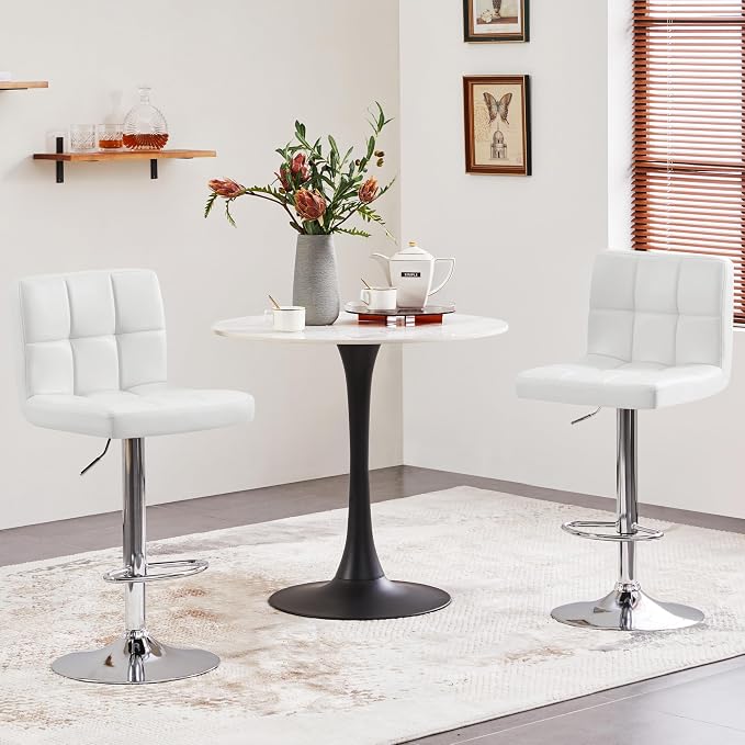 Yaheetech Bar Stools Set of 4, PU Leather Adjustable Swivel Barstools, Modern - Image 4