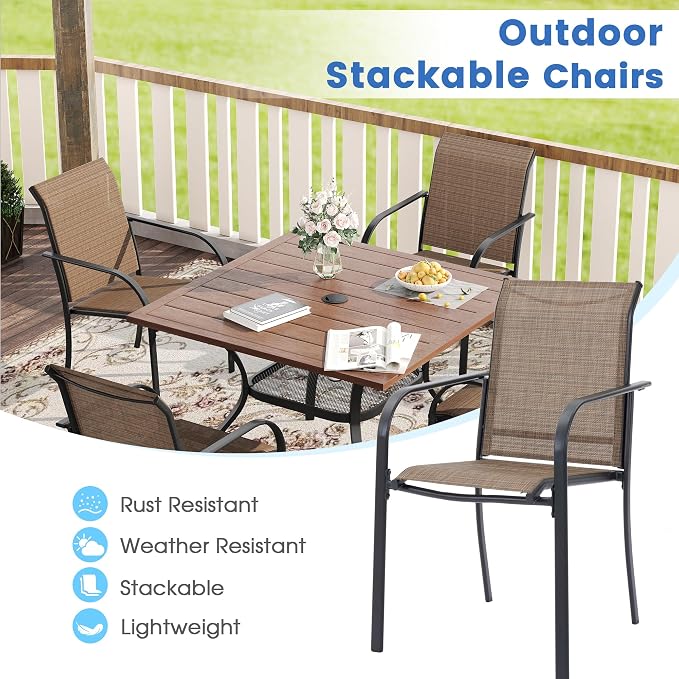 VICLLAX Patio Dining Set for 4, Outdoor Furniture Set Includes 1 Square Patio - Image 6