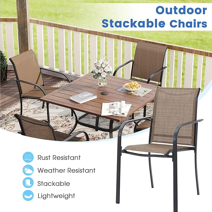VICLLAX Patio Dining Set for 6, Outdoor Furniture Set Includes 59" Rectangle - Image 6