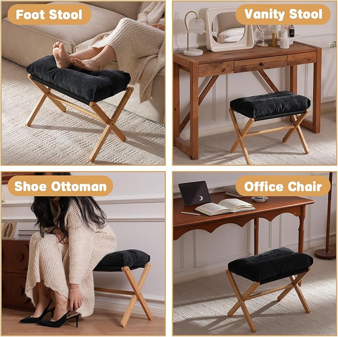 Ottoman Foot Rest- Bamboo Foldable Stool, Foot Stools Small Ottman - Image 9