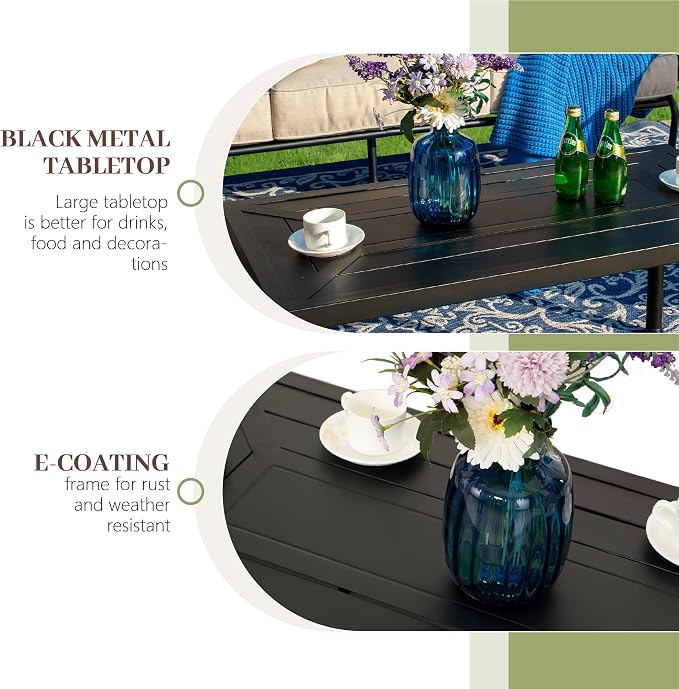 MFSTUDIO 7 Seats Large Metal Patio Conversation Sets, 5 Pieces Outdoor - Image 6