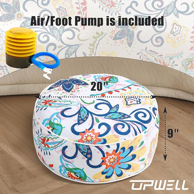 UPWELL Waterproof Inflatable Outdoor Ottoman Pouf, Portable Patio Footrest - Image 3