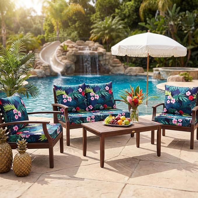 Hoteam 4 Set Outdoor Chair Patio Cushions 20 x 20 Inch Deep Seat Waterproof - Image 6