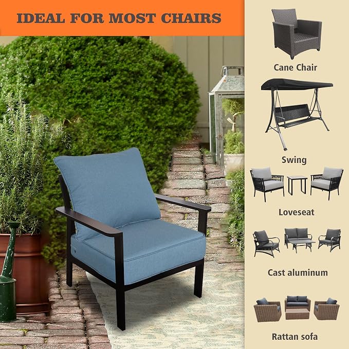 Goodgoods 22x24 inch Outdoor/Indoor Deep Seat Patio Cushions Set of 2 Resilient - Image 4