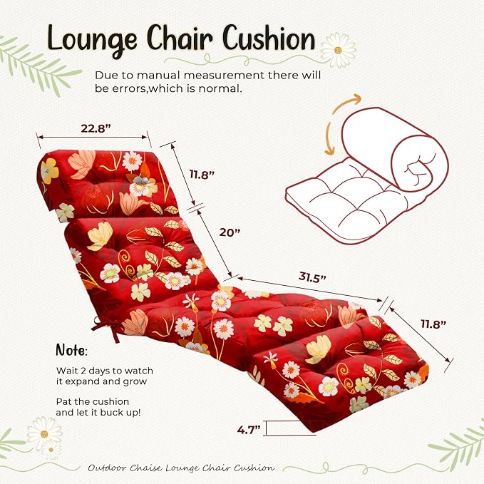 Outdoor Chaise Lounge Chair Cushion 75.1 x 22.8 x 4.7 Inches 100% Waterproof - Image 2